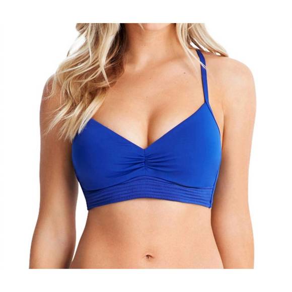NEW SEAFOLLY underwire dd-cup bralette bikini top in sea french blue